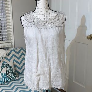 NWT Linen and lace sleeveless top.  Sweet! Sz Lg